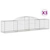 vidaXL Cestos gabião arqueados 3 pcs 300x50x60/80 cm ferro galvanizado