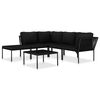 vidaXL 6 pcs conjunto lounge de jardim c/ almofad&otilde;es PVC preto