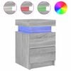 vidaXL Mesa de cabeceira com luzes LED 35x39x55 cm cinzento-sonoma