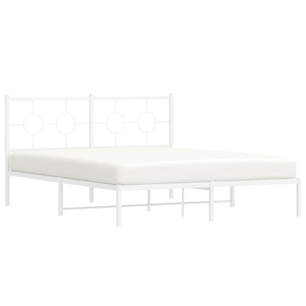 vidaXL Estrutura de cama com cabeceira 160x200 cm metal branco