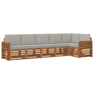vidaXL Conjunto de Sof&aacute; Sectional 6 pcs Cinza Natural e Claro