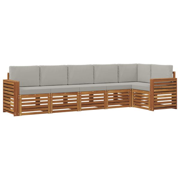vidaXL Conjunto de Sof&aacute; Sectional 6 pcs Cinza Natural e Claro