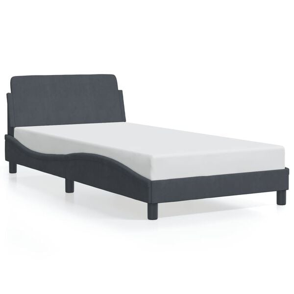 vidaXL Estrutura de cama Dover 100x203 cm veludo cinza-escuro