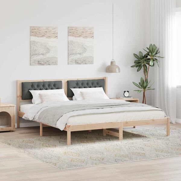 vidaXL Estrutura da Cama com cabeceira Cinza Escuro 160 x 200 cm