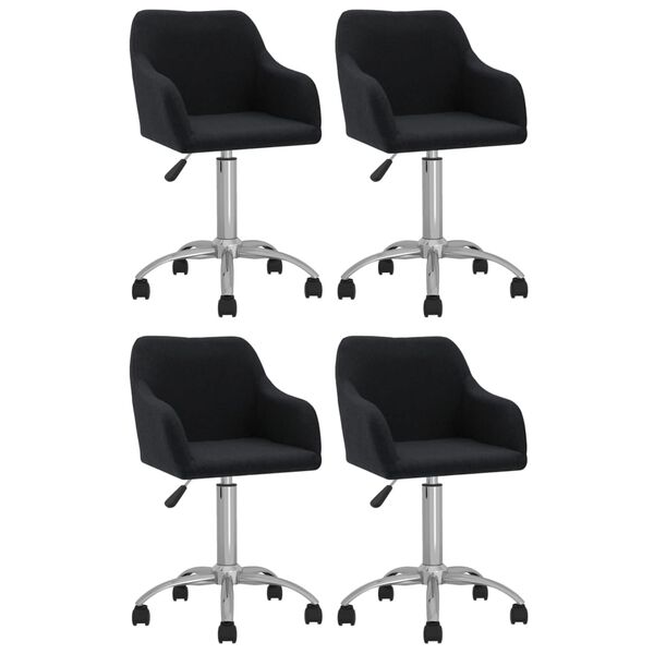 vidaXL Cadeiras de jantar girat&oacute;rias 4 pcs tecido preto