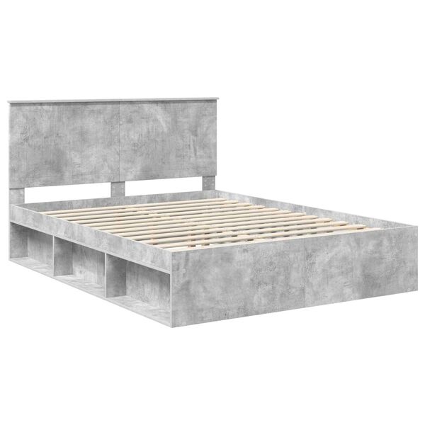 vidaXL Estrutura da Cama com cabeceira Cinza Concreto 150 x 200 cm