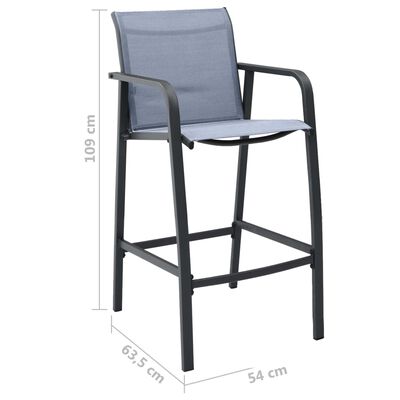 vidaXL Cadeiras de bar para jardim 2 pcs textilene cinzento