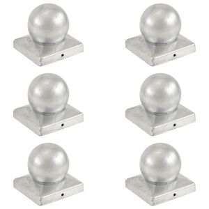 vidaXL Tampas globo p/ postes veda&ccedil;&atilde;o 6pcs metal galvanizado 101x101mm