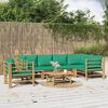 vidaXL 7 pcs conjunto lounge de jardim bambu c/ almofad&otilde;es verdes