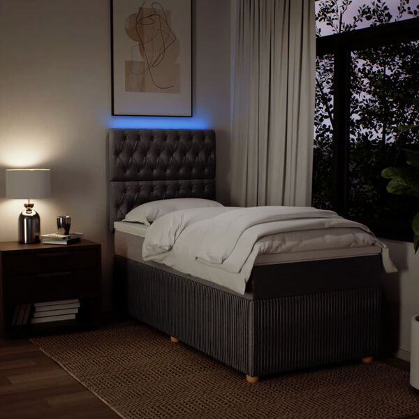 vidaXL Cama com molas/colch&atilde;o 90x200 cm tecido castanho-acinzentado