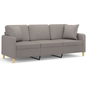 vidaXL Sof&aacute; 3 lug. +almofadas decora&ccedil;&atilde;o 180cm tecido cinza-acastanhado