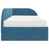 vidaXL Estrutura de Cama de Canto com Colch&atilde;o Manual 2 pcs Azul Veludo
