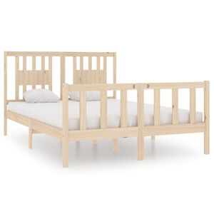 vidaXL Estrutura de cama casal 135x190 cm madeira maci&ccedil;a