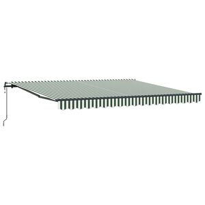 vidaXL Toldo retr&aacute;til Verde e Branco 400 &times; 350 cm Tecido e Alum&iacute;nio