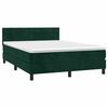 vidaXL Cama box spring c/ colch&atilde;o/LED 140x190 cm veludo verde-escuro