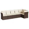 vidaXL 6 pcs conjunto de sof&aacute;s jardim c/ almofad&otilde;es vime PE castanho