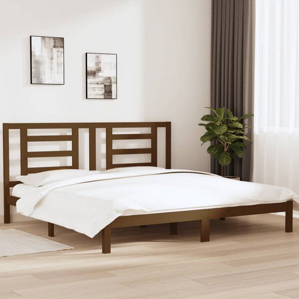 vidaXL Estrutura de cama 200x200 cm pinho maci&ccedil;o castanho mel