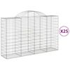 vidaXL Cestos gabi&atilde;o arqueados 25pcs 200x50x120/140 ferro galvanizado
