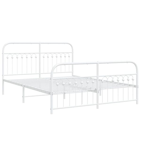 vidaXL Estrutura de cama com cabeceira e p&eacute;s 150x200 cm metal branco