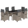 vidaXL 7 pcs conjunto de jantar p/ jardim c/ almofad&otilde;es vime PE cinza