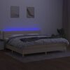 vidaXL Cama box spring c/ colch&atilde;o e LED 200x200 cm tecido cor creme