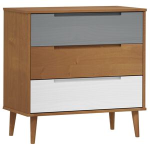 vidaXL Arm&aacute;rio de gavetas MOLDE 80x40x80 cm pinho maci&ccedil;o castanho