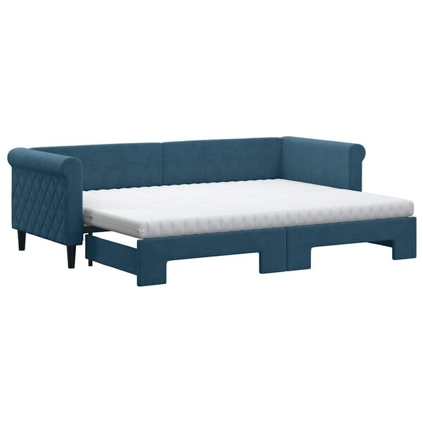 vidaXL Sof&aacute;-cama com gavet&atilde;o e colch&otilde;es 80x200 cm veludo azul