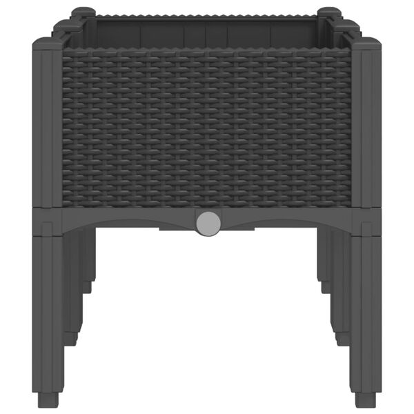 vidaXL Vaso/floreira de jardim c/ pernas 80x40x42 cm PP preto