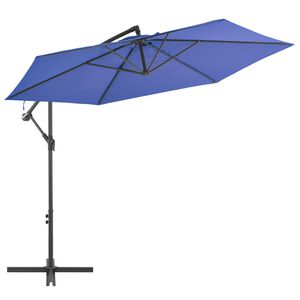 vidaXL Guarda-sol de jardim cantilever c/ poste alum&iacute;nio 300 cm azul