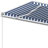 vidaXL Toldo retr&aacute;til autom&aacute;tico com postes 4x3,5 m azul e branco