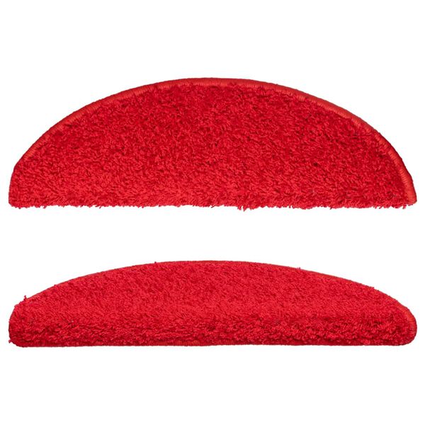 vidaXL Tapetes de escada 15 pe&ccedil;as 56x17x3 cm vermelho semicircular