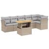 vidaXL 7 pcs conjunto de sof&aacute;s p/ jardim com almofad&otilde;es vime PE bege