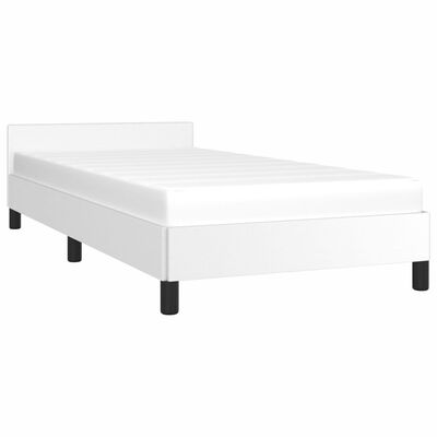 vidaXL Estrutura de cama c/ cabeceira couro artificial 80x200cm branco