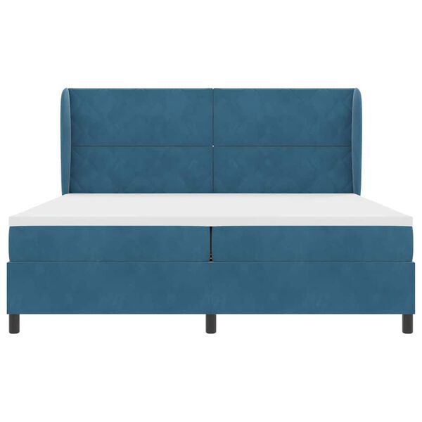 vidaXL Cama Box com colch&atilde;o Azul Escuro 200 x 200 cm Poli&eacute;ster