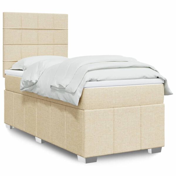 vidaXL Cama com molas/colch&atilde;o 80x200 cm tecido cor cr&egrave;me