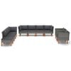 vidaXL 10 pcs conj. lounge jardim vime PE e madeira eucalipto cinzento