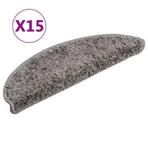 vidaXL Tapetes de escada 15 pe&ccedil;as 56x17x3 cm cinza semicircular