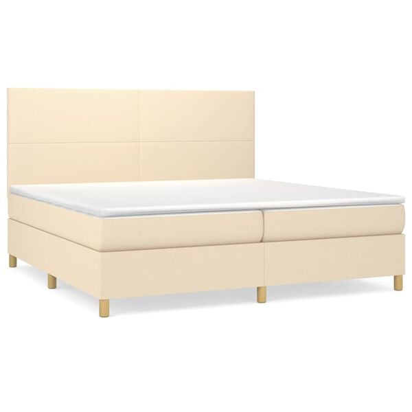vidaXL Cama com molas/colch&atilde;o 200x200 cm tecido cor creme
