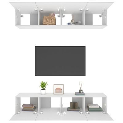 vidaXL Móveis de TV 4 pcs 80x30x30 cm derivados de madeira branco