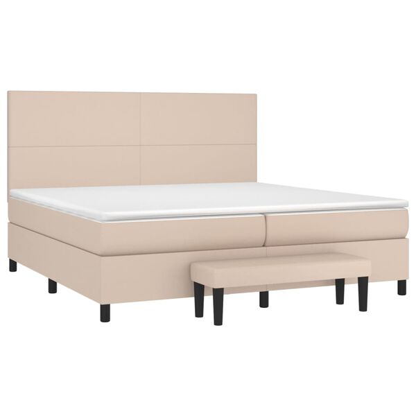 vidaXL Cama com molas/colch&atilde;o 200x200 cm couro artificial cappuccino