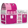 vidaXL Cama alta para crian&ccedil;a com t&uacute;nel 90x190 cm pinho maci&ccedil;o rosa
