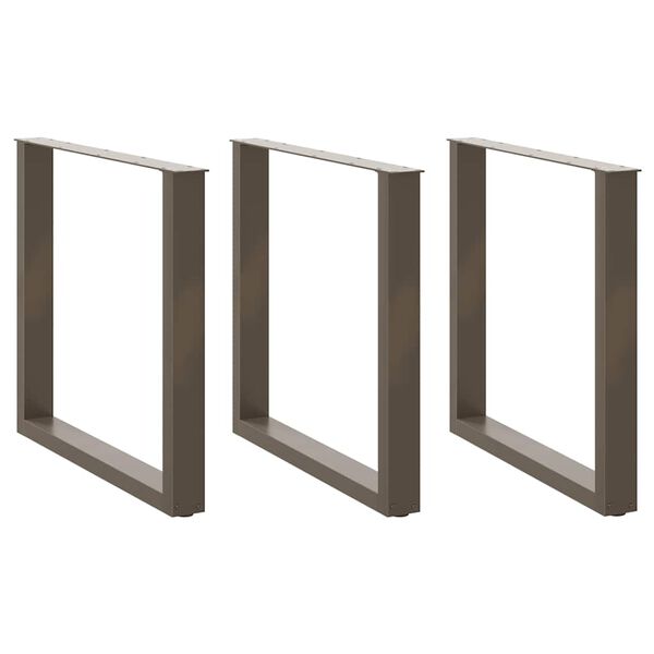 vidaXL P&eacute;s para mesa de jantar em formato de U, 3 pe&ccedil;as, a&ccedil;o natural, 80x(72-73) cm, a&ccedil;o