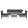 vidaXL 6 pcs conjunto lounge de jardim c/ almofad&otilde;es vime PE cinzento