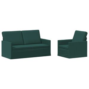 vidaXL Conjunto de Sof&aacute;s 2 pcs Verde-Escuro Tecido