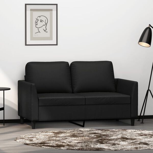 vidaXL Sof&aacute; de 2 lugares 120 cm couro artificial preto
