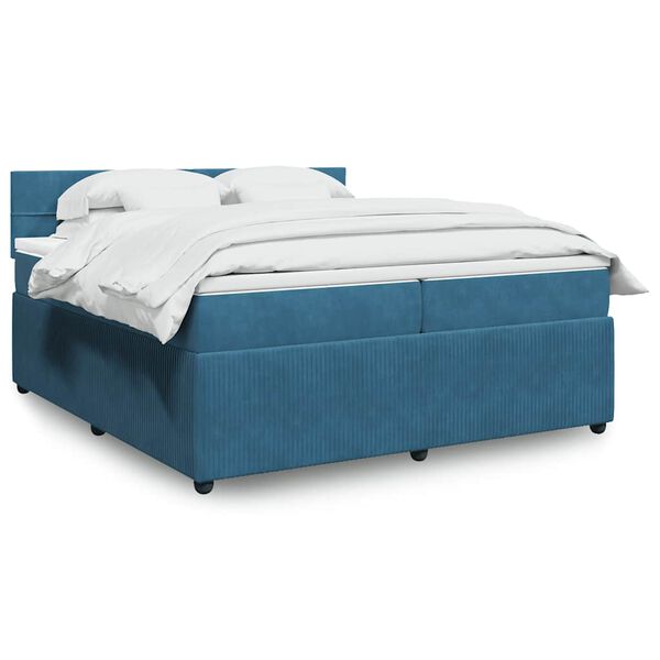 vidaXL Cama com molas/colch&atilde;o 200x200 cm veludo azul