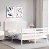 vidaXL Estrutura de cama com cabeceira 120x200cm madeira maci&ccedil;a branco