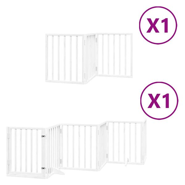 vidaXL Portão p/ cães com porta dobrável 9 painéis 450 cm álamo branco