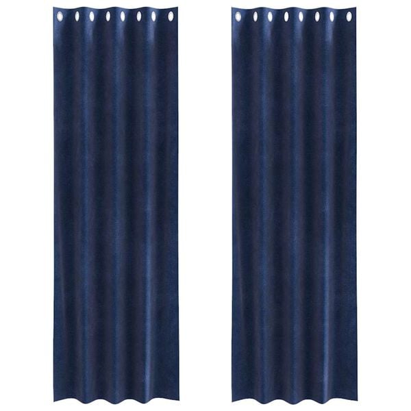 vidaXL Cortinas opacas 2 pcs Azul Escuro 140 x 245 cm Veludo