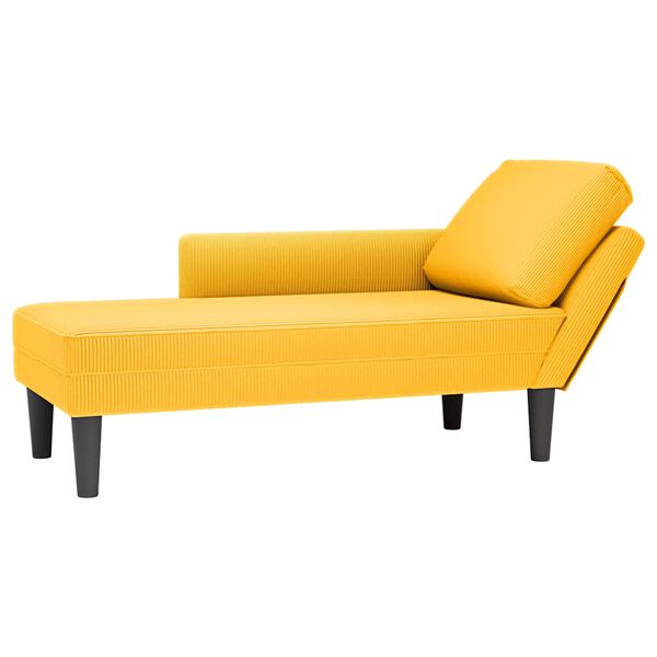 vidaXL Chaise lounge com almofada tecido corduroy amarela claro